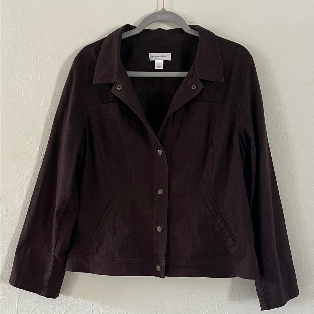 Christopher & Banks Dark Brown Jacket Cotton Lightweight